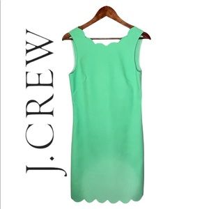 J Crew Scallop Neck Green Pencil Dress | size 2 | Amazing quality!